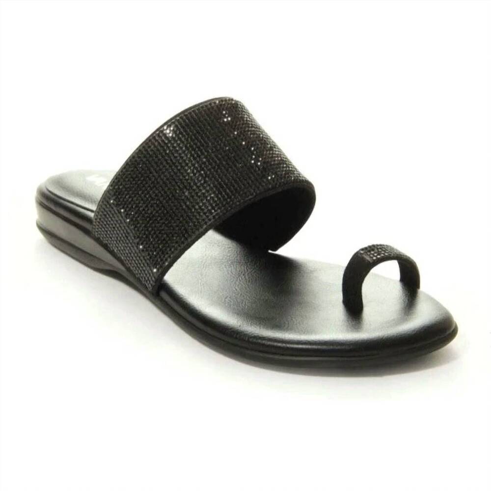 NEW VANELI women's yarn toe-loop slide sandals in jet stone combo